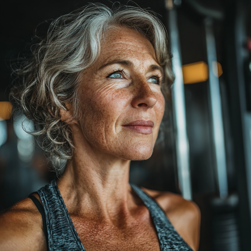 Senioři cvičí jógu v moderním studiu