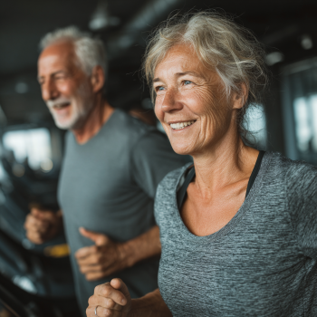 Skupina seniorů během fitness tréninku